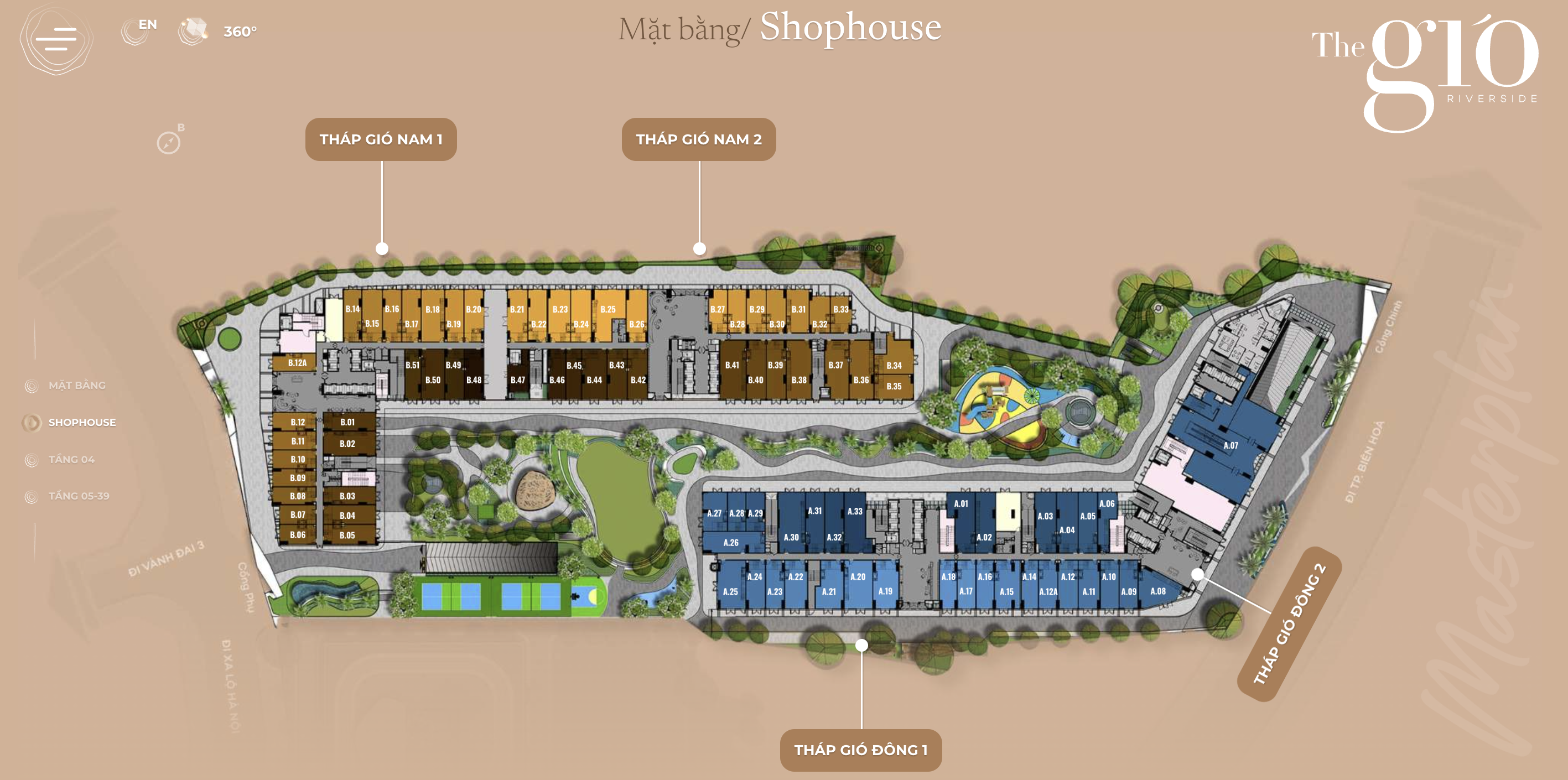 Mặt bằng shophouse The Gió Riverside